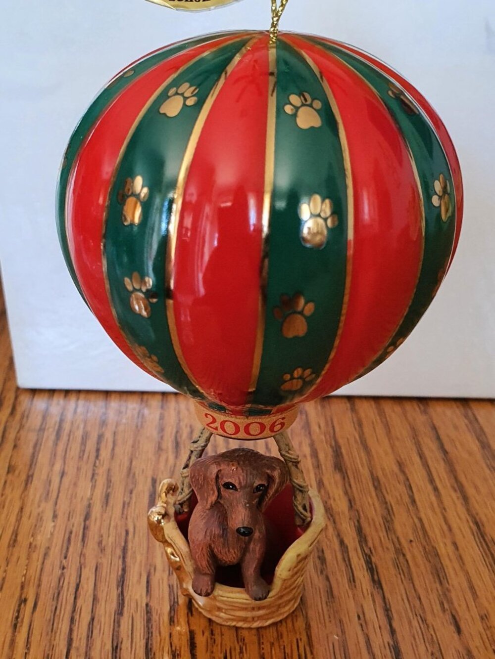 Danbury Mint 2006 Annual Dachshund Ornament Hot Air Balloon New in Box